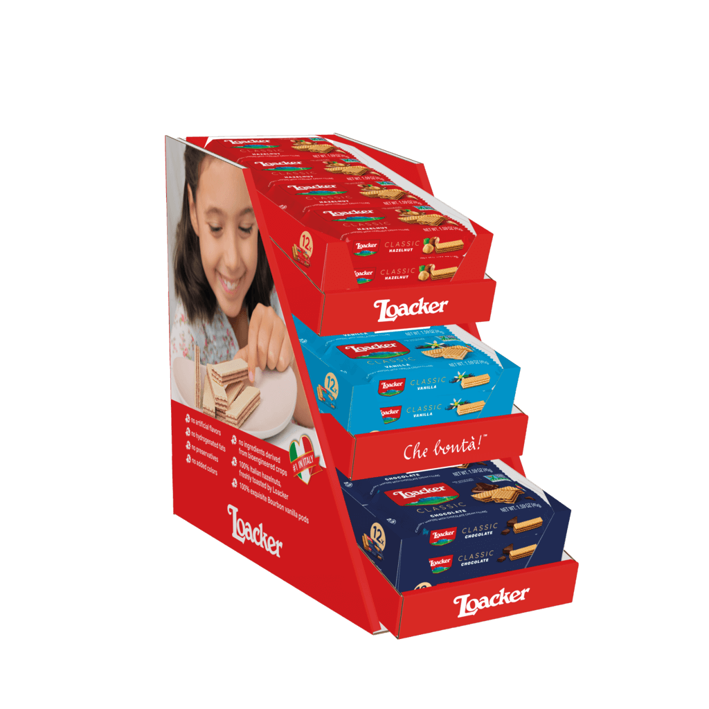 Classic Mix Bite-Size Wafer Cookies,(Hazelnut, Chocolate, Vanilla) 1.59 oz., Box of 12 DISPLAY + 3refills (Wholesale)