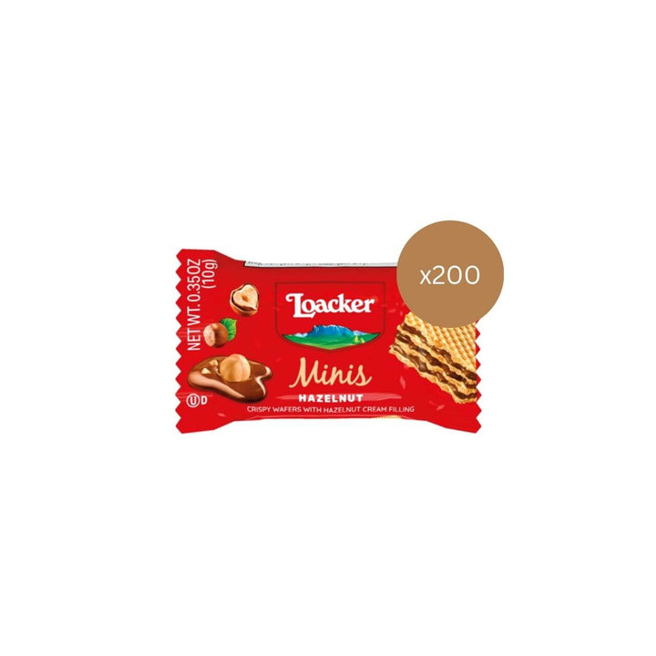 Minis Wafer Cookies, Premium Cream Hazelnut, 200 Individually Wrapped Snack Packs (Wholesale)