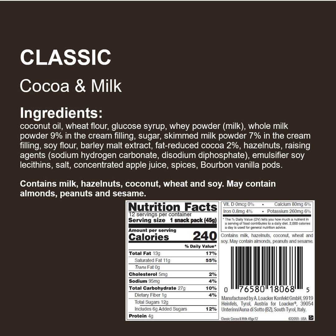 Classic Cocoa & Milk Wafers,  Box of 12 (Wholesale)