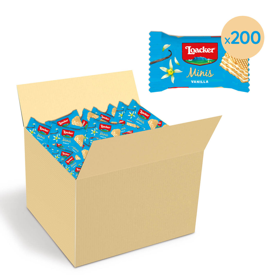 Minis Wafer Cookies, Premium Cream Vanilla, 200 Individually Wrapped Snack Packs (Wholesale)