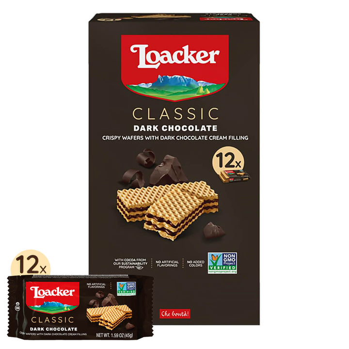 Classic Dark Chocolate Wafers,  Box of 12 (Wholesale)