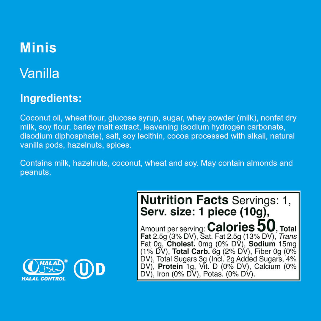 Minis Wafer Cookies, Premium Cream Vanilla, 200 Individually Wrapped Snack Packs (Wholesale)