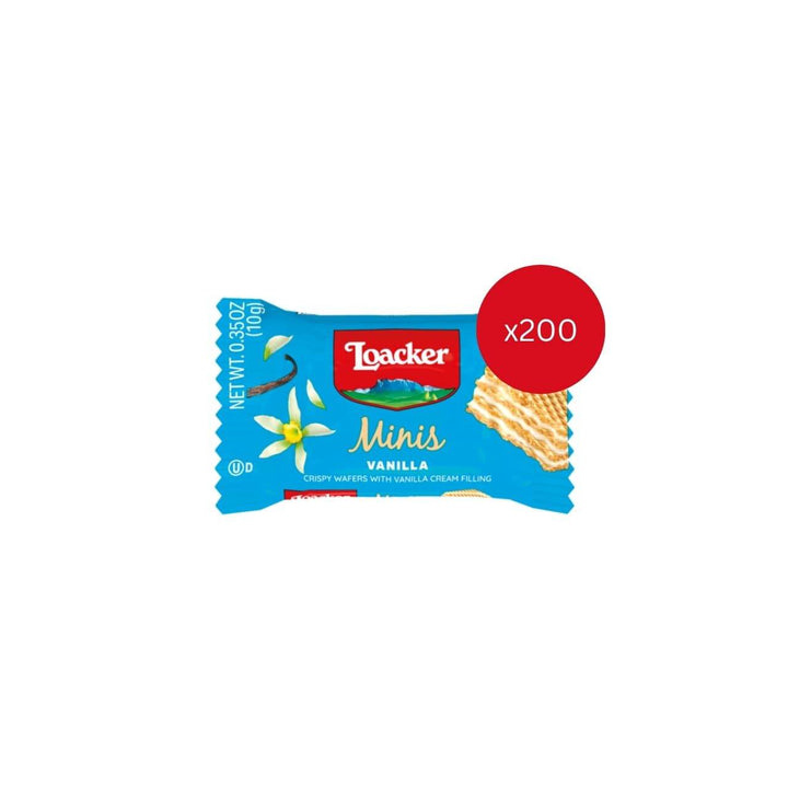 Minis Wafer Cookies, Premium Cream Vanilla, 200 Individually Wrapped Snack Packs (Wholesale)