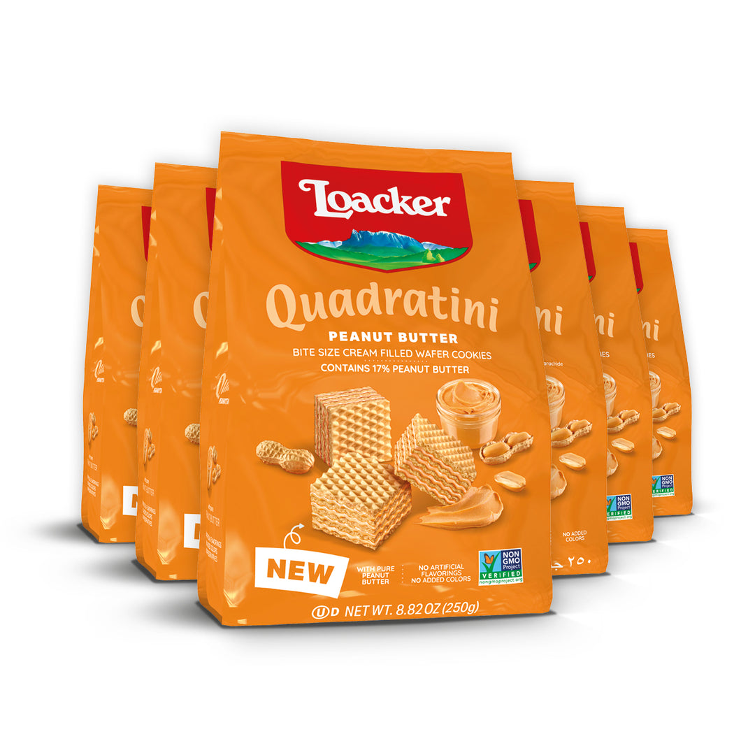 Quadratini Peanut Butter, Creme-Filled Wafer Cookies, 8.82 oz. Bag (Wholesale)