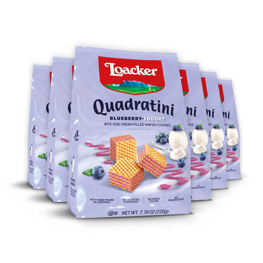 Quadratini Blueberry-Yogurt, Creme-Filled Wafers, 7.76 oz. Bag (Wholesale)