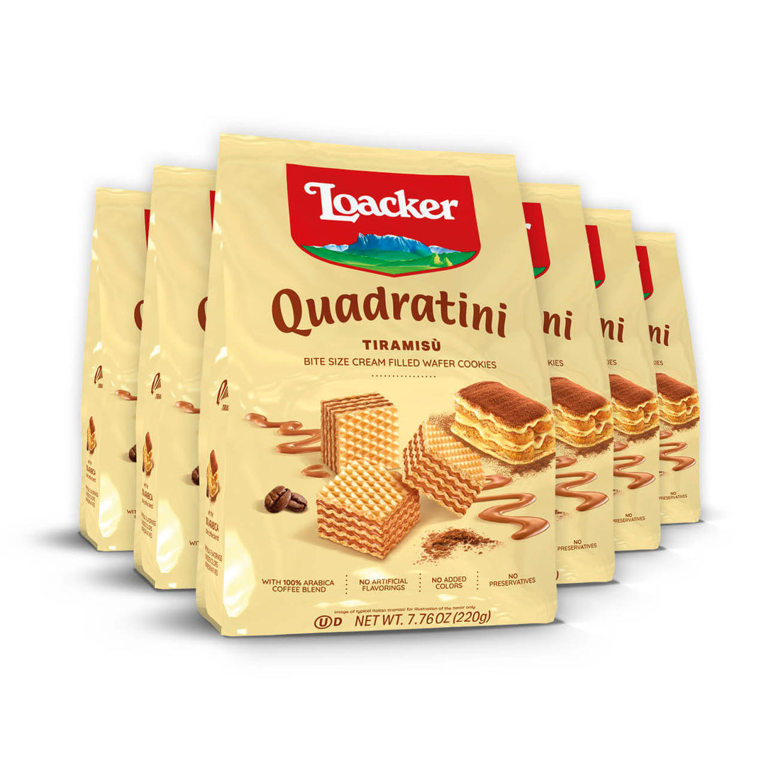 Quadratini Tiramisù, Creme-Filled Wafer Cookies, 7.76 oz. Bag (Wholesale)