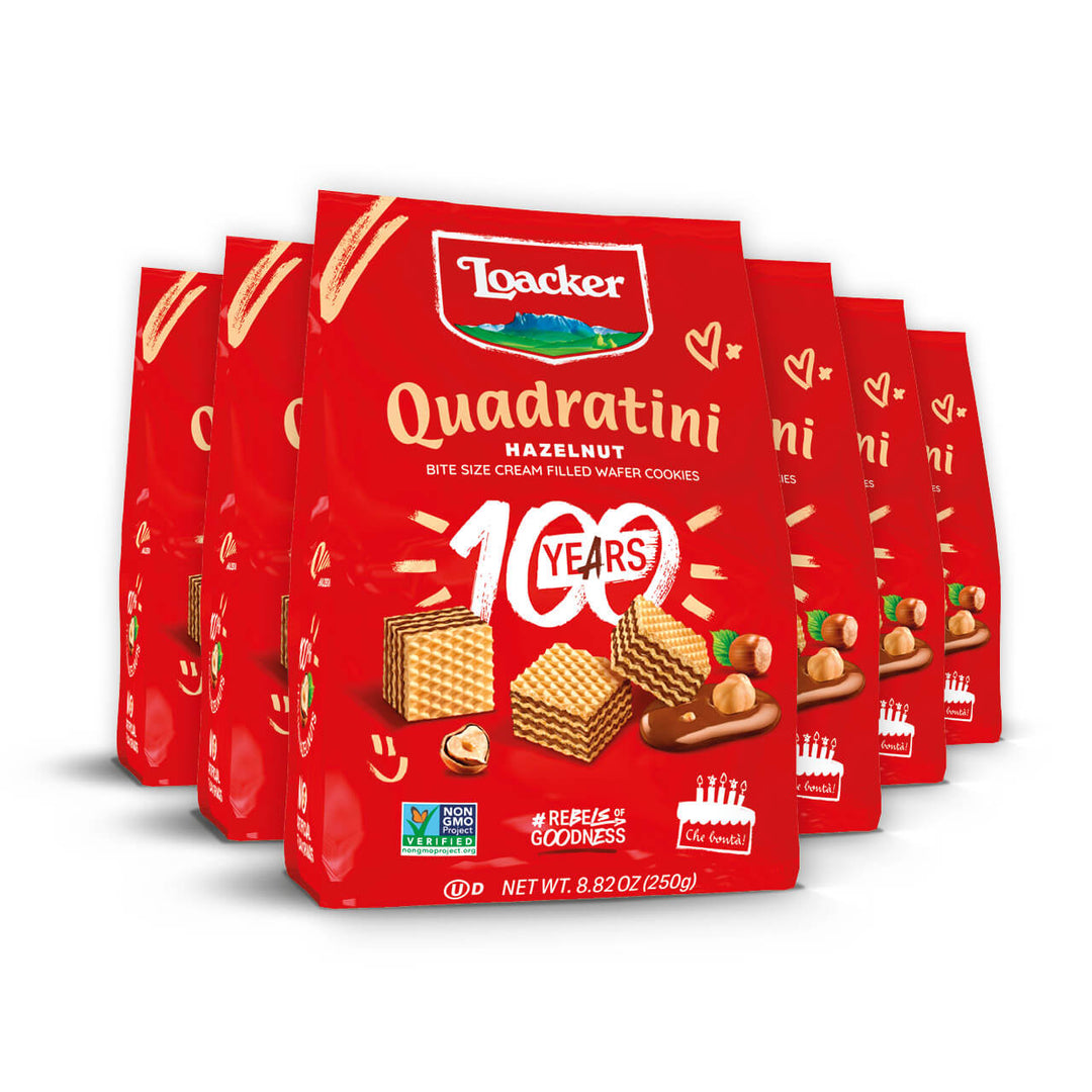 Quadratini Hazelnut, Creme-Filled Wafer Cookies, 8.82 oz. Bag (Wholesale)
