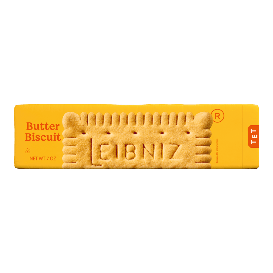 Yellow box of Leibniz butter biscuits 
