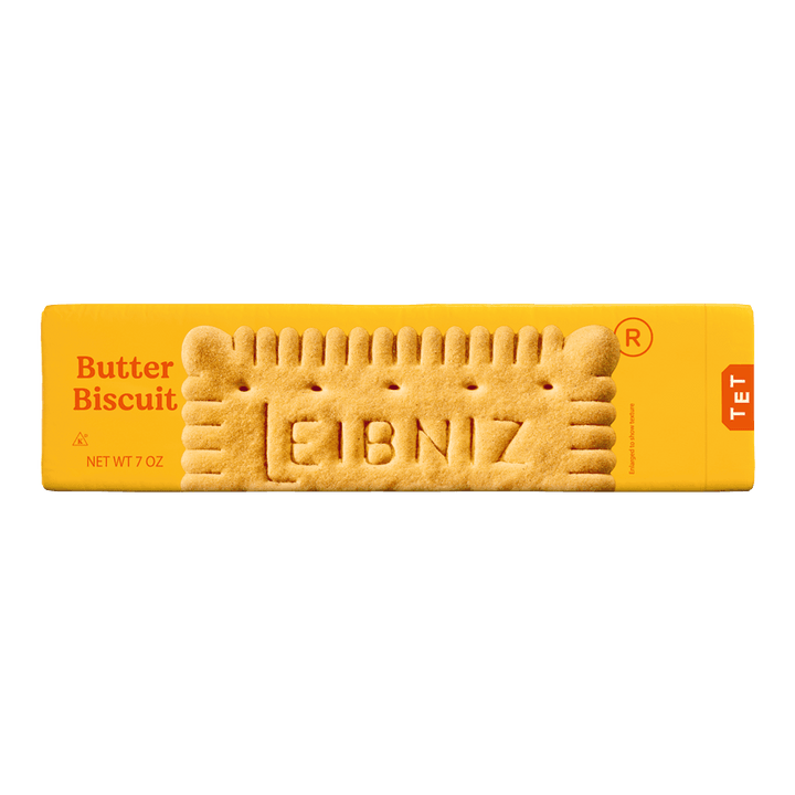 Yellow box of Leibniz butter biscuits 