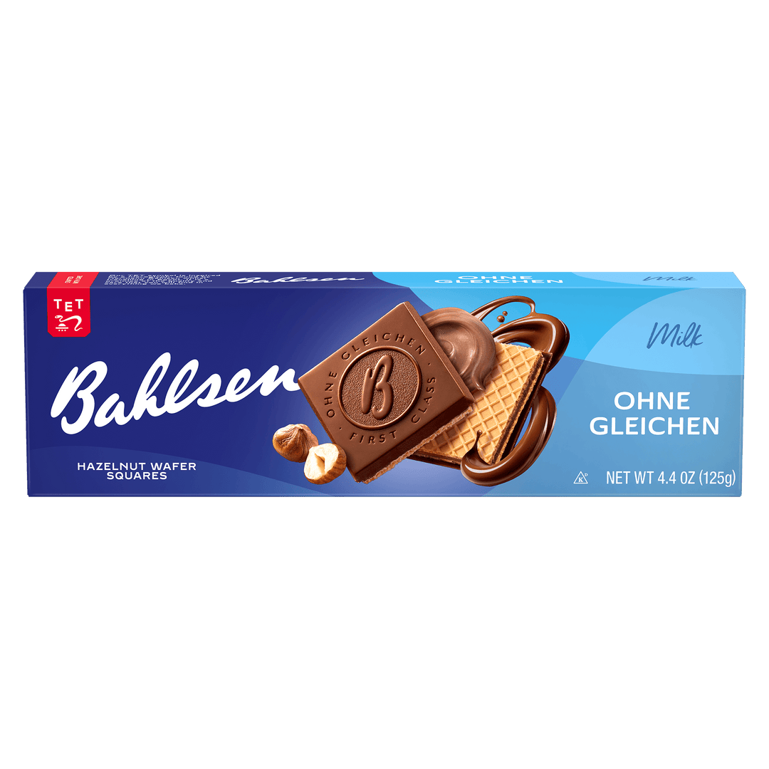 Bahlsen hazelnut wafer squares packaging
