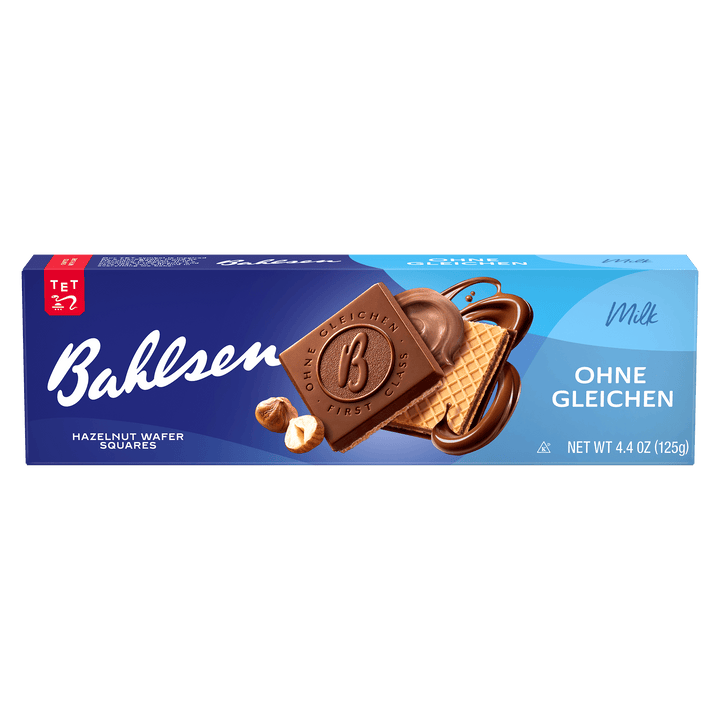 Bahlsen hazelnut wafer squares packaging
