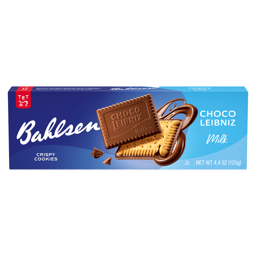 Bahlsen Choco Leibniz milk chocolate and cookie packaging 