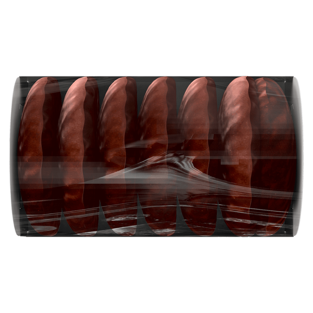 Roll of clear plastic wrap with a black border on a white background