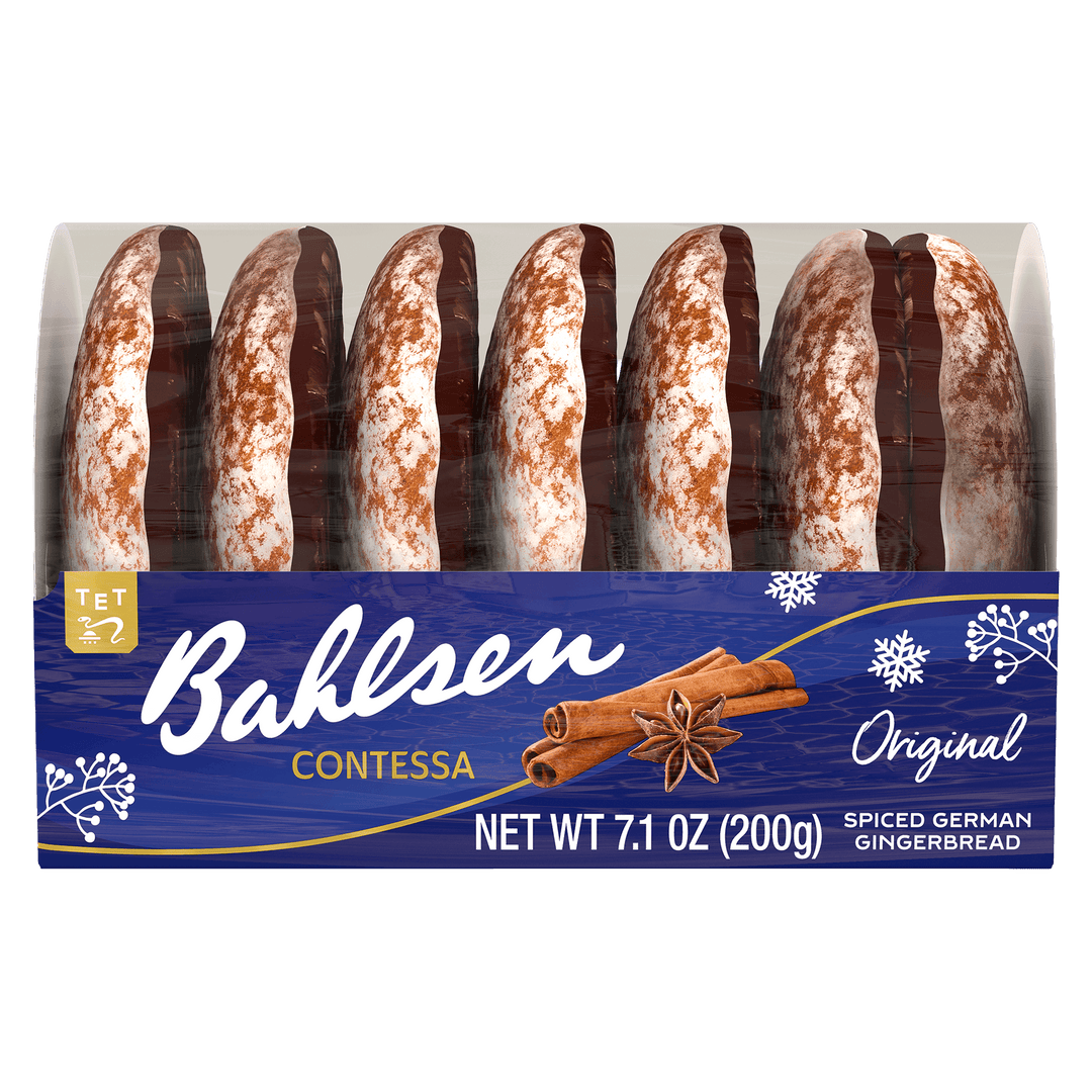 Packaged sausages with Bahlsen Contessa branding 