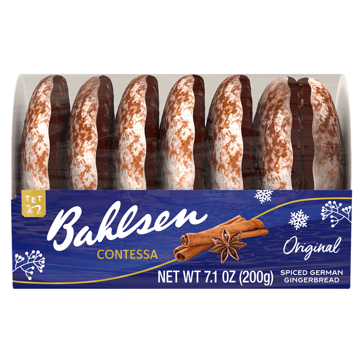Packaged sausages with Bahlsen Contessa branding 
