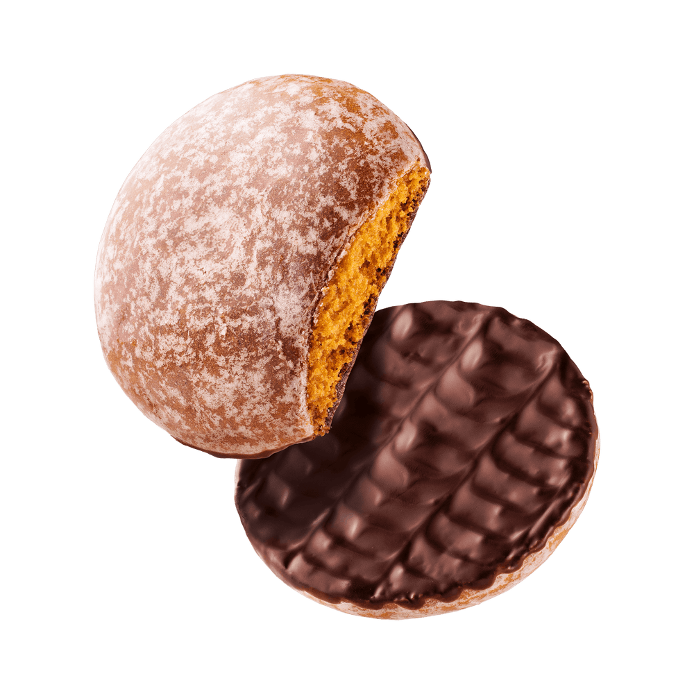 Two chocolate-covered cookies
