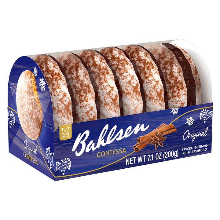 Box of Bahlsen Contessa Spiced German Gingerbread cookies on a white background
