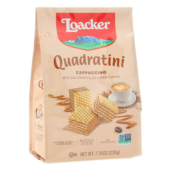Quadratini Cappuccino, Creme-Filled Wafer Cookies, 7.76 oz. Bag