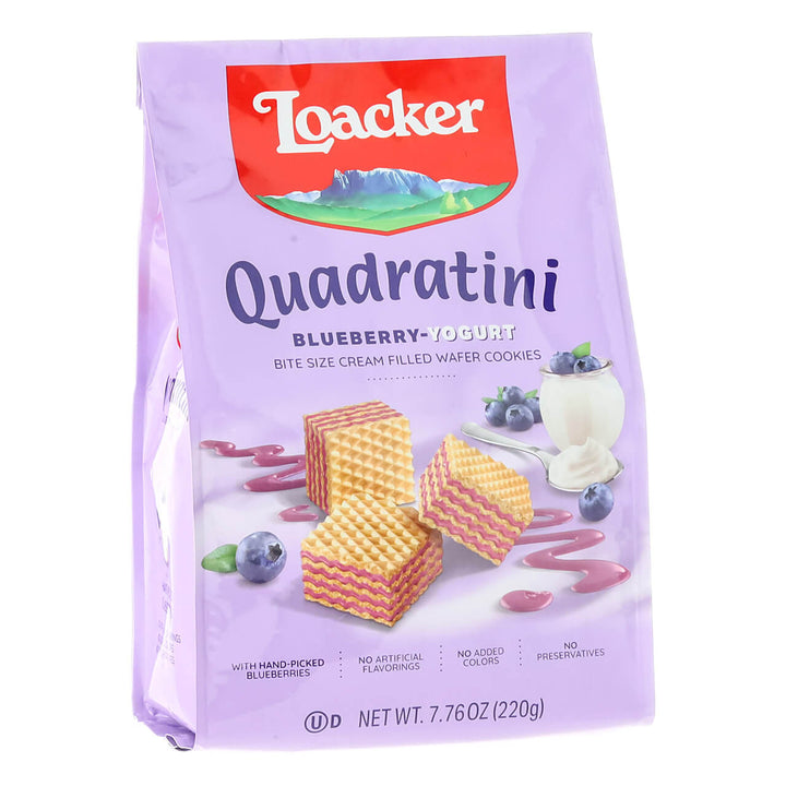 Quadratini Blueberry-Yogurt, Creme-Filled Wafers, 7.76 oz. Bag