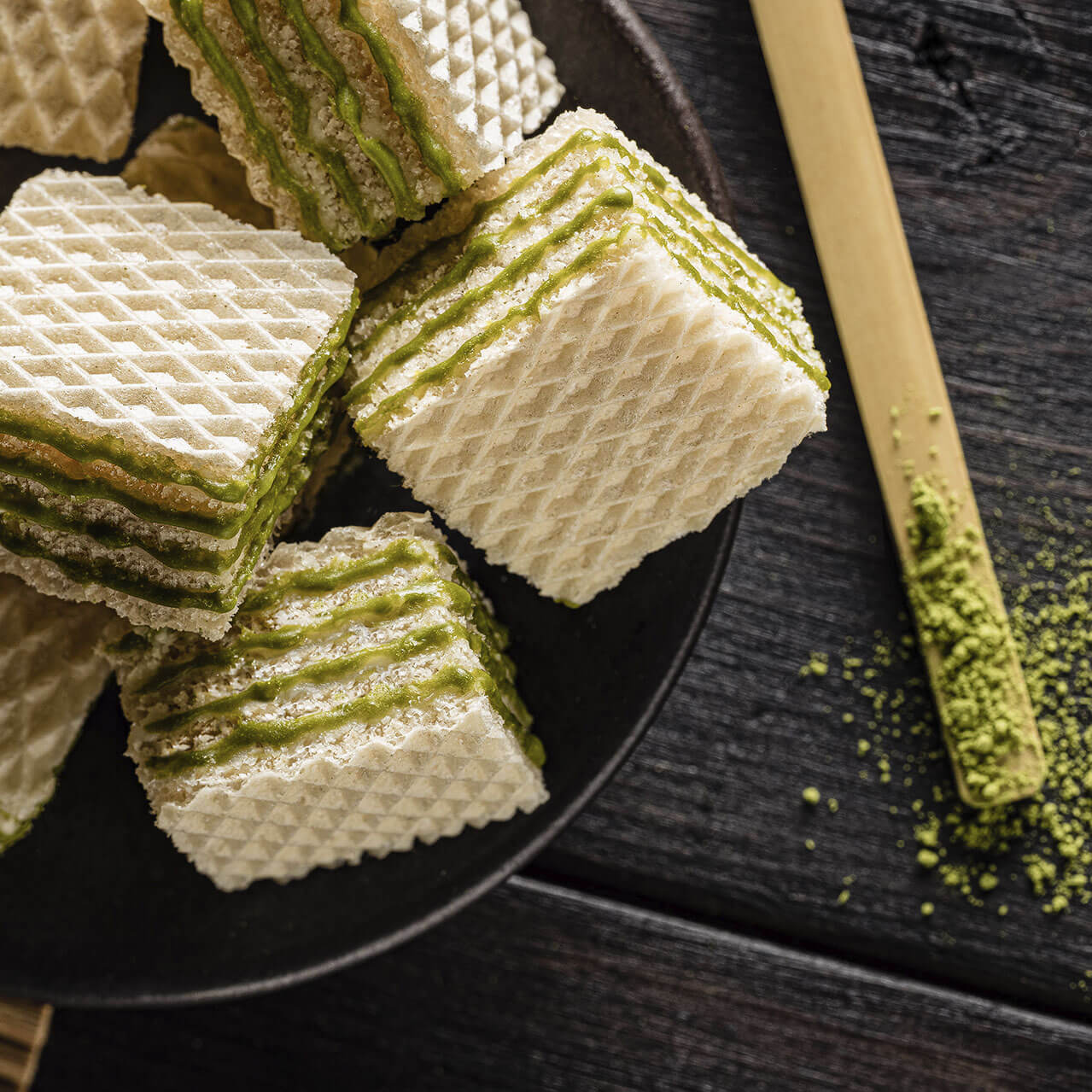 Ouad Rag Tea Quadratini Matcha Green Tea, Creme-Filled Wafer Cookies, 7.76 oz. Bag ...