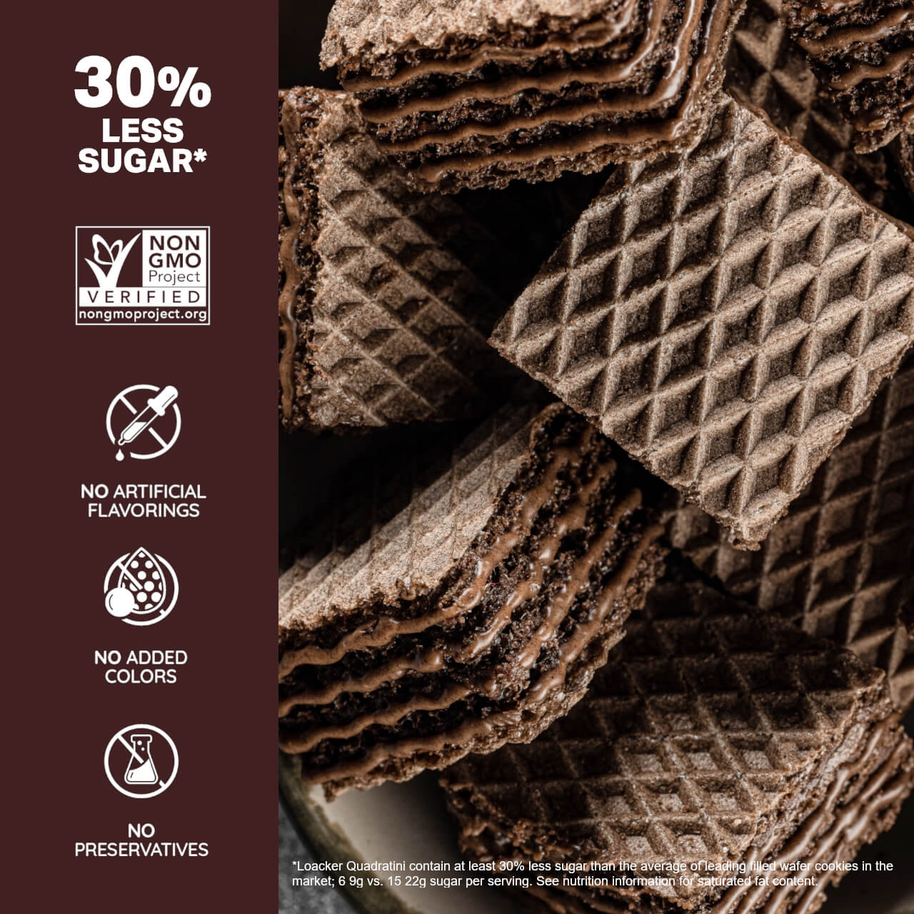Quadratini Double Chocolate, Creme-Filled Wafer Cookies, 8.82 oz