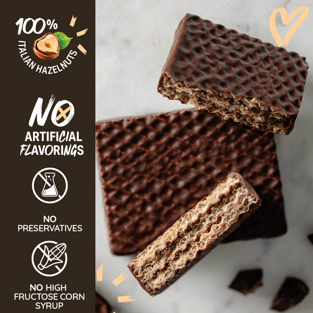 Chocolaterie Dark Chocolate, Chocolate Covered Wafer Squares, 12-ct. Bag -100% Italian Hazelnuts; No Artificial Flavorings; No Preservatives; No high fructose corn syrup
