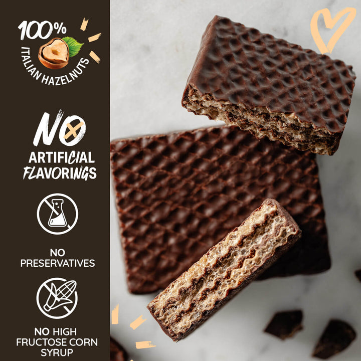 Chocolaterie Dark Chocolate, Chocolate Covered Wafer Squares, 12-ct. Bag -100% Italian Hazelnuts; No Artificial Flavorings; No Preservatives; No high fructose corn syrup