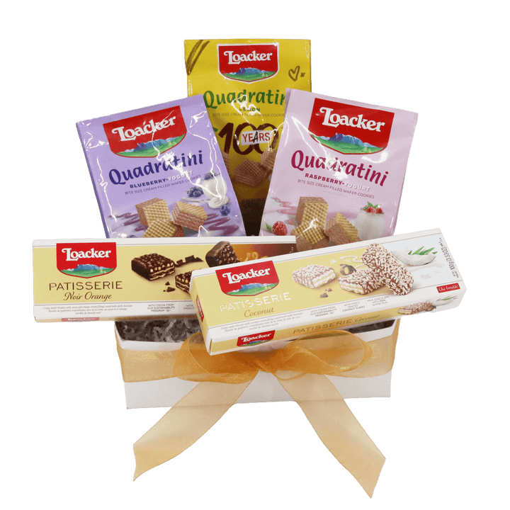 Collection of Loacker cookie packages called Fruitful Moments Gift Box