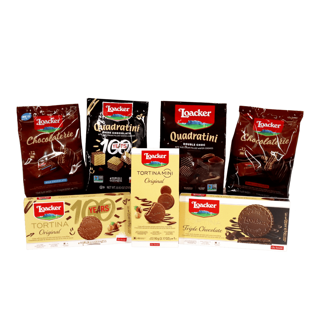 Part of collection of Loacker cookie packages called The Grand Chocolate Indulgence Gift Box