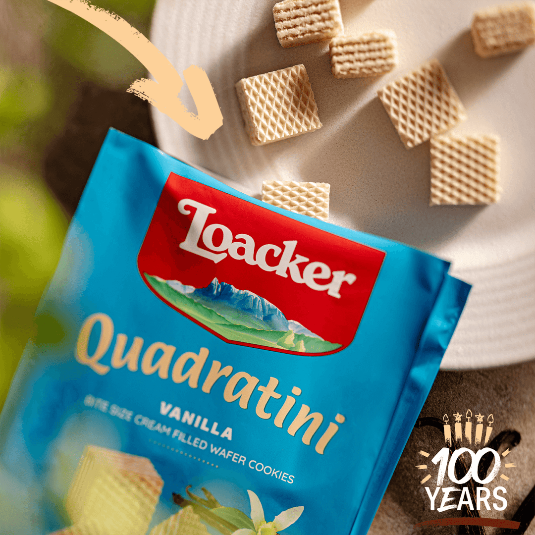 Quadratini Spring Value Pack with unwrapped vanilla wafers on a plate.