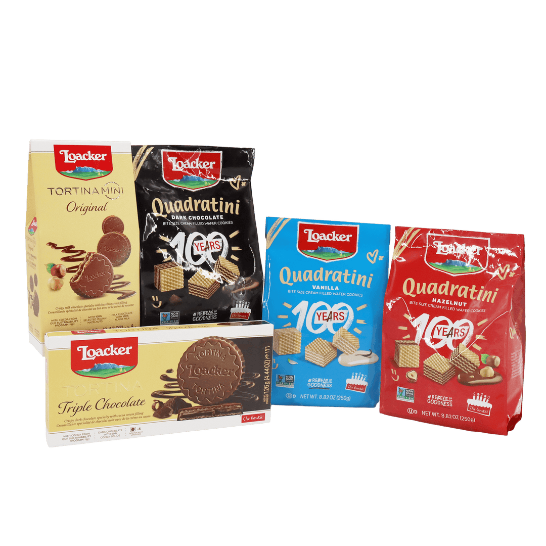 Collection of Loacker cookie packages called A Taste of Best Sellers Gift Box